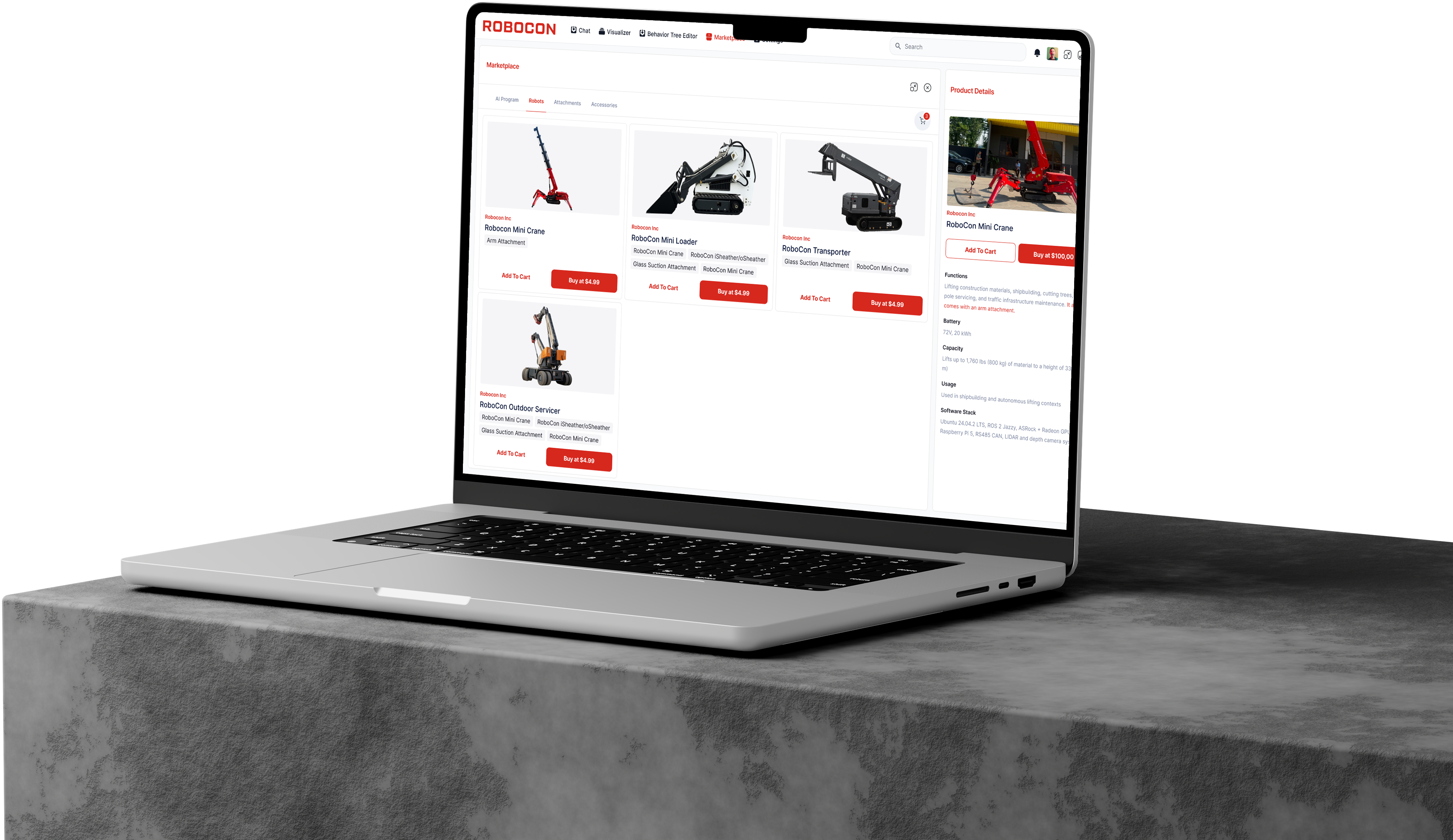 Marketplace interface on laptop